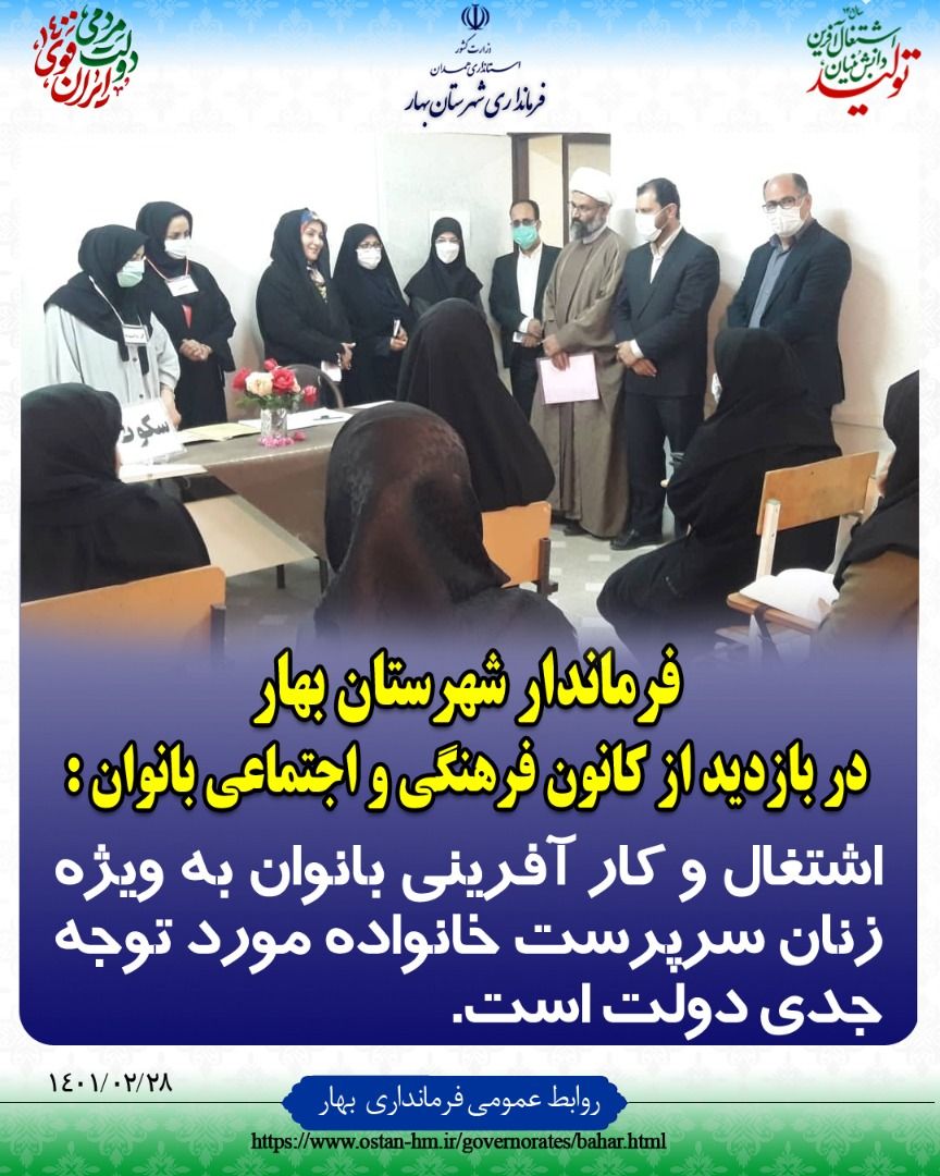 اشتغال و کار آفرینی بانوان به ویژه زنان سرپرست خانواده مورد توجه جدی دولت است