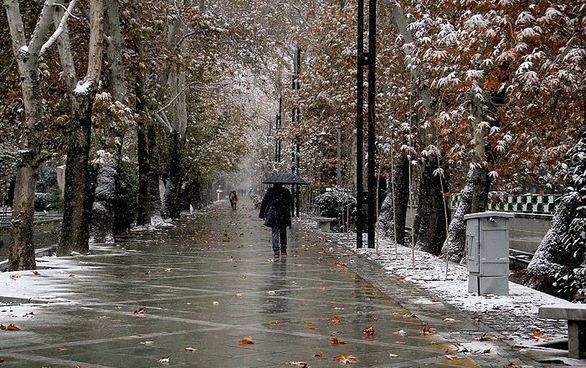 برف و باران در راه همدان