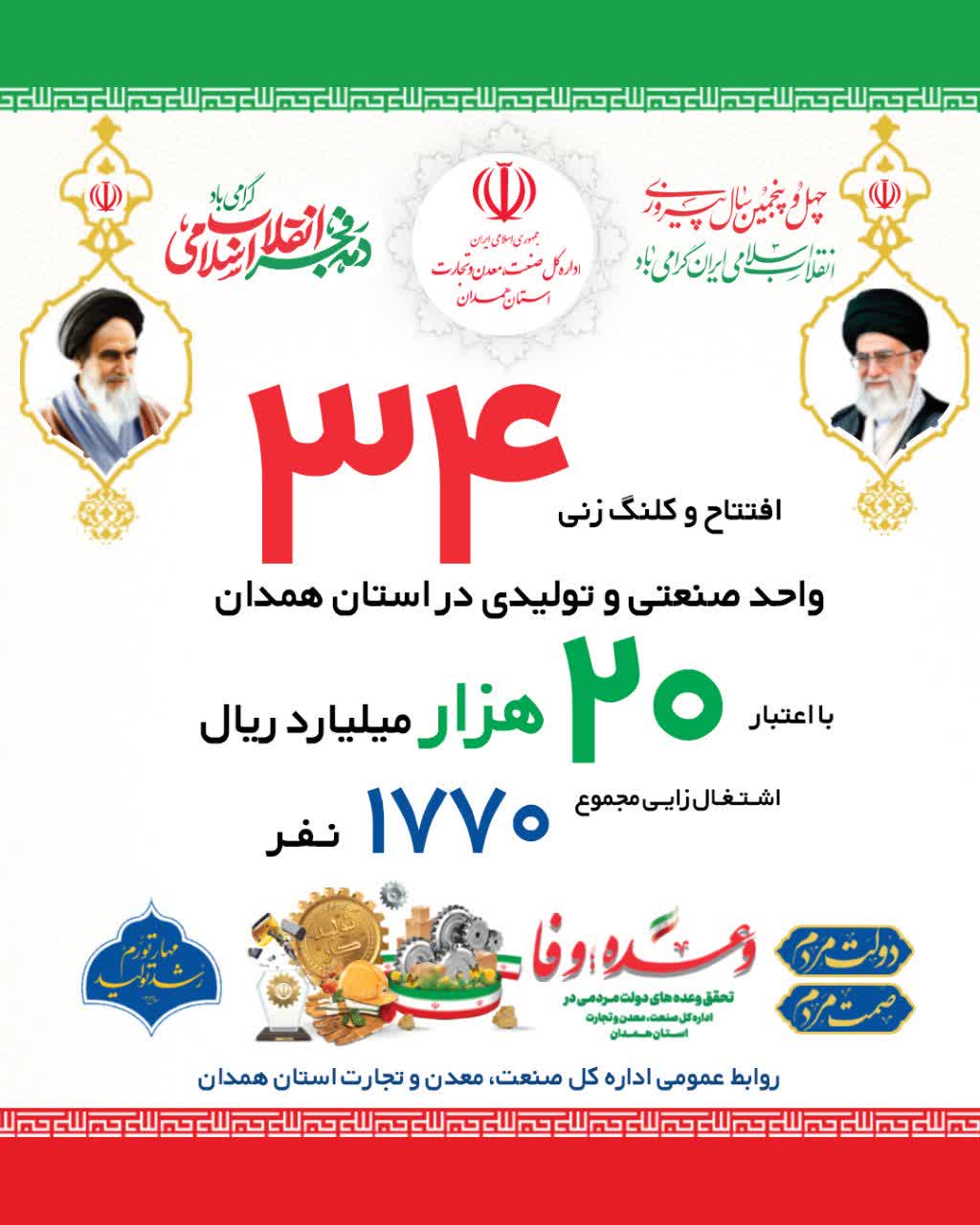 افتتاح ۳۴ واحد صنعتی و معدنی در دهه فجر