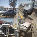 تصادف دو دستگاه خودروی دنا و پراید در محور میدان بهار-پادگان قهرمان