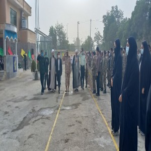 صبحگاه مشترک سپاه پاسداران و نیروی انتظامی در محوطه سپاه بهار به مناسبت گرامیداشت سالروز سوم خرداد