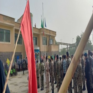 صبحگاه مشترک سپاه پاسداران و نیروی انتظامی در محوطه سپاه بهار به مناسبت گرامیداشت سالروز سوم خرداد
