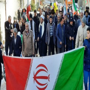 مراسم راهپیمایی یوم الله ۲۲ بهمن در روستای حسام آباد برگزار شد
