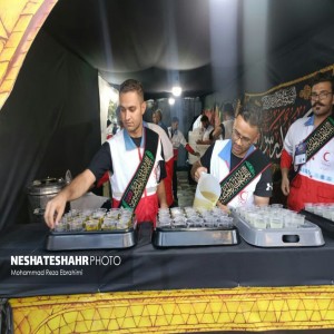 خدمات رسانی اعضای جوانان جمعیت هلال‌احمر استان همدان در رویداد «قدم به قدم در مسیر بهشت» به زائران امام رضا(ع)