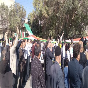 حضور مردم بهاری در راهپیمایی سیزده آبان