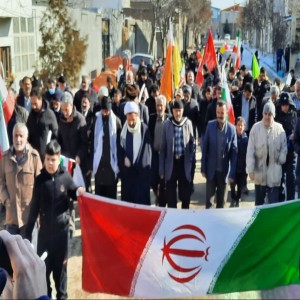 مراسم راهپیمایی یوم الله ۲۲ بهمن در روستای حسام آباد برگزار شد