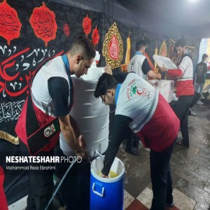 خدمات رسانی اعضای جوانان جمعیت هلال‌احمر استان همدان در رویداد «قدم به قدم در مسیر بهشت» به زائران امام رضا(ع)